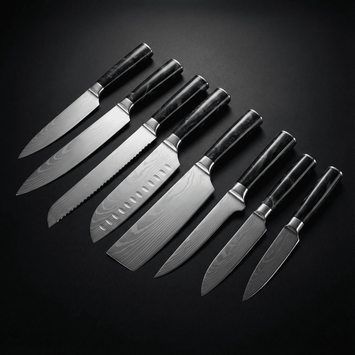 Premium Japans Damascus Messen Set – 8-delige Precisie Collectie