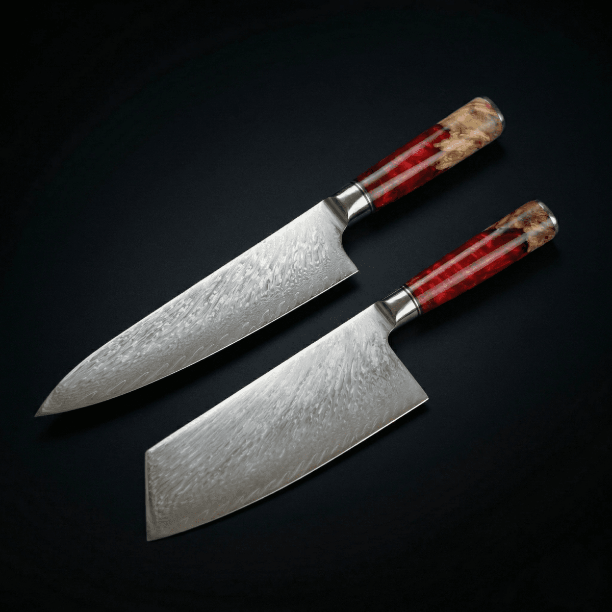 Japanse Damascus Shinku 2-delige Prestatieset – 7,5-inch (19 cm) & 7,9-inch (20 cm) Precisie Messen