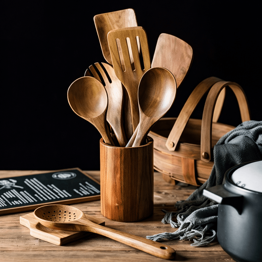 Traditionele Japanse Houten Keukenhulpmiddelen Set