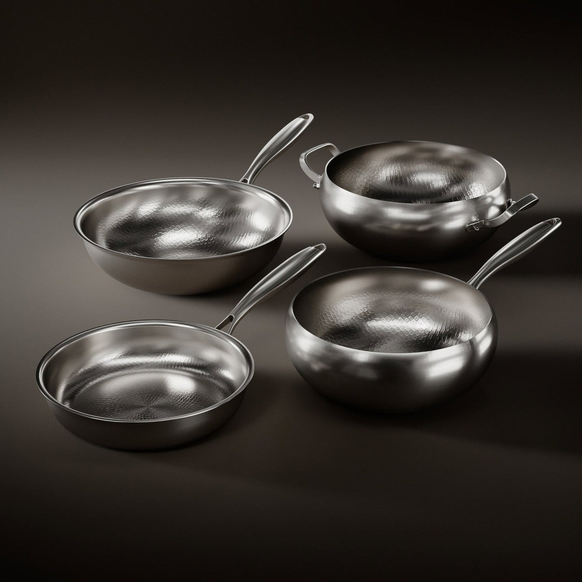 Gesmeed Titanium Essentials Keuken Set met 2 Deksel (10, 11 & 12 Inch)