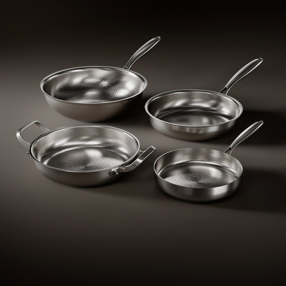 Gesmeed Titanium Familie Set: 4 Pannen & Gereedschappen