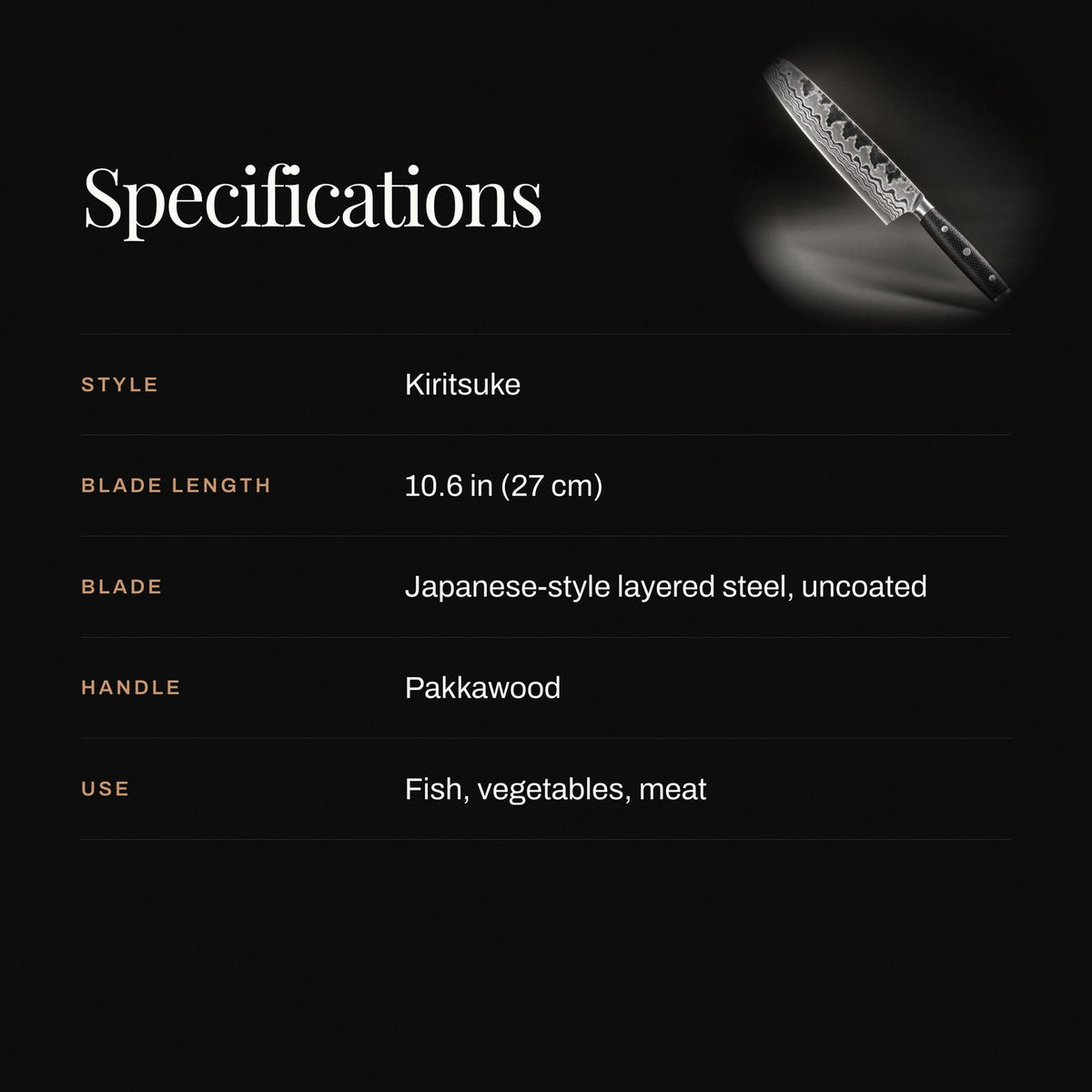 Kiritsuke Mes – 10,6 inch (27 cm) Precisieblad