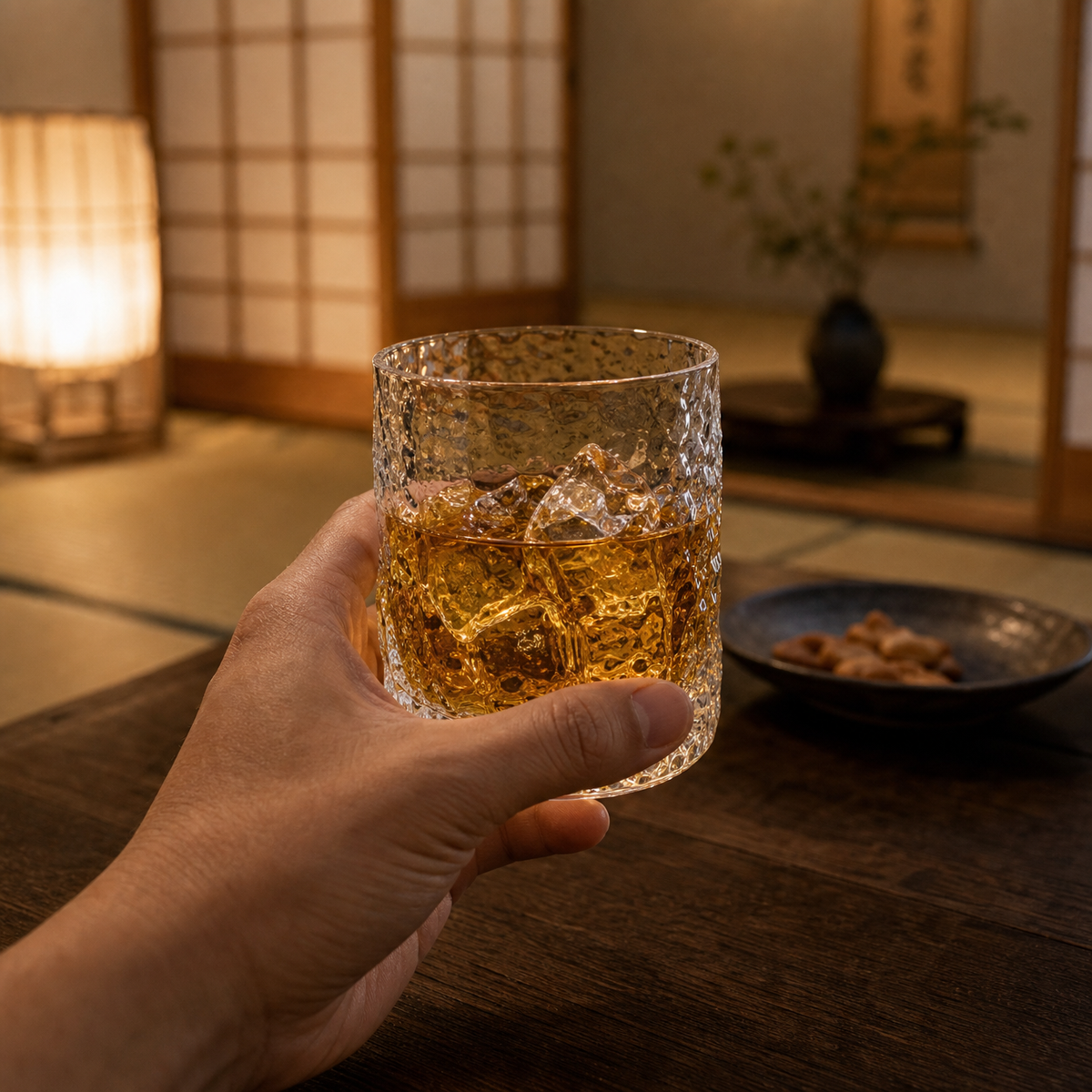 Japanse Edo Kiriko Chamvin-Cut Kristallen Whiskyglas