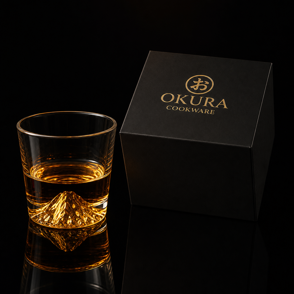 Japanse Edo Kiriko Whisky Glas, Ontwerp van Sneeuwbedekte Berg