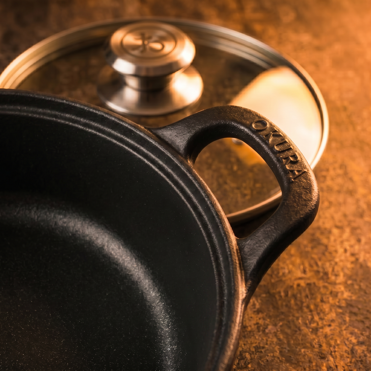 Gietijzeren Casserole Pan met Glazen Deksel