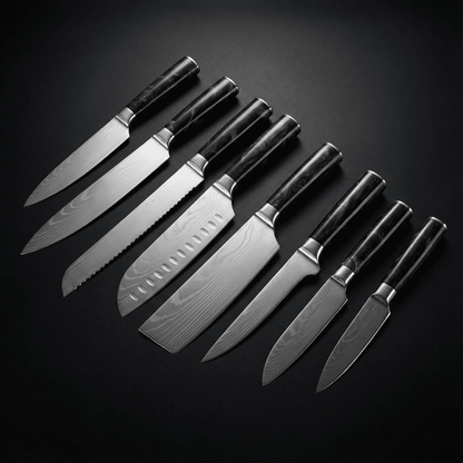 Premium Japans Damascus Messen Set – 8-delige Precisie Collectie