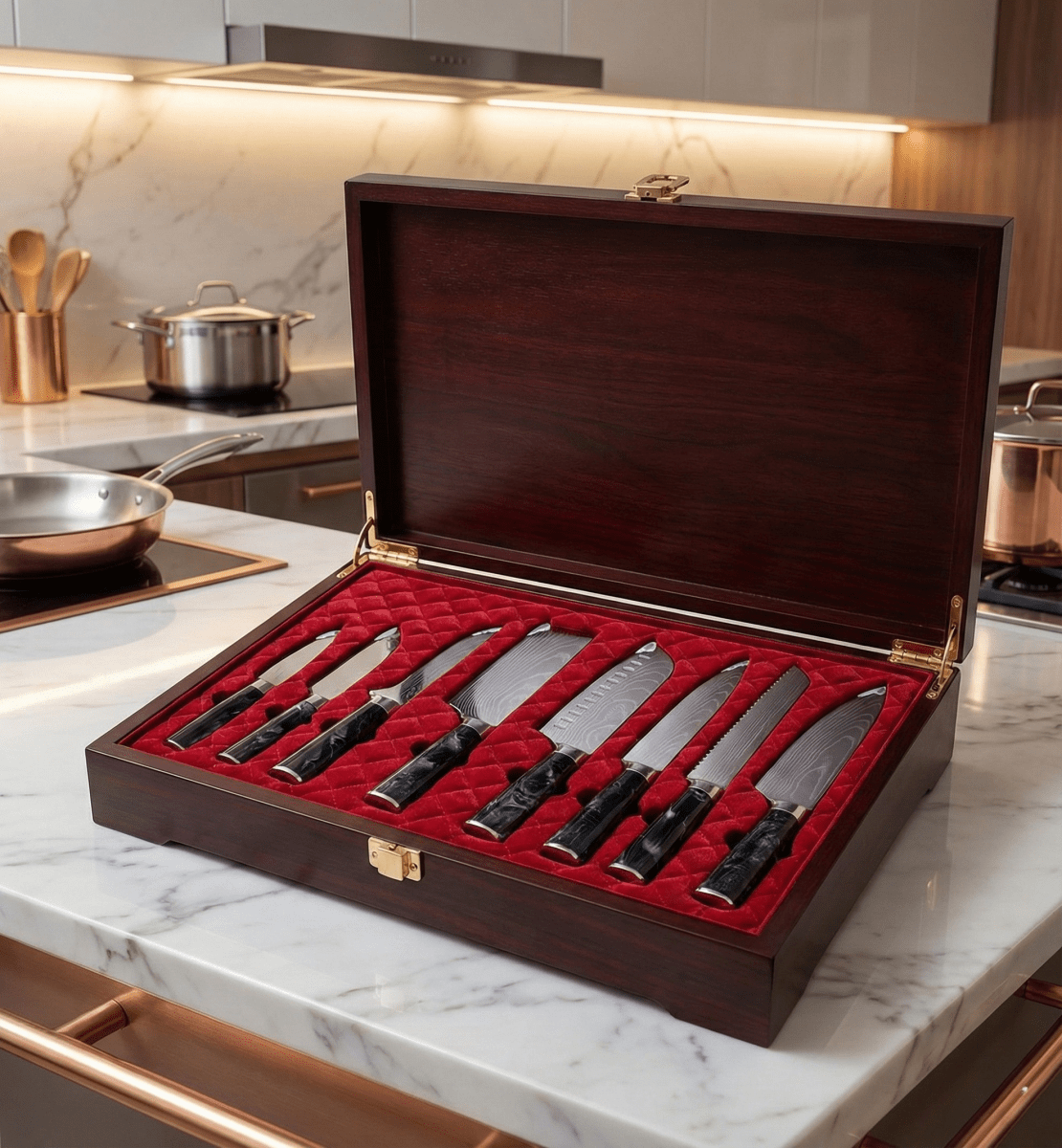Premium Japans Damascus Messen Set – 8-delige Precisie Collectie