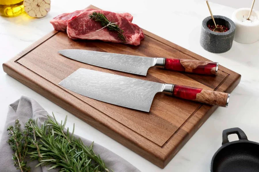 Japanse Damascus Shinku 2-delige Prestatieset – 7,5-inch (19 cm) & 7,9-inch (20 cm) Precisie Messen
