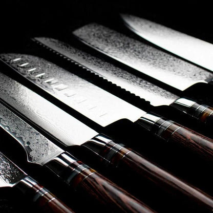 Professionele Japanse 7-delige Damascus Meester Kookset