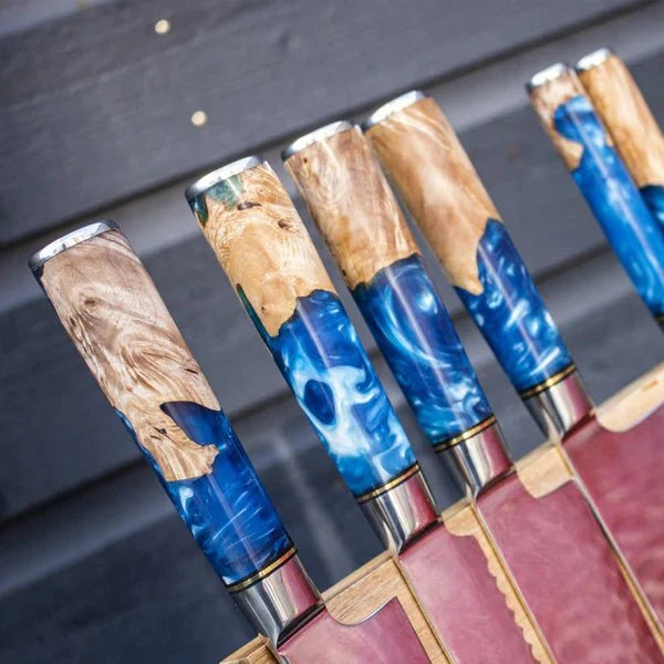 Professionele Japanse Damascus Kookmes Set – 6-delig Koks Kwaliteit Set