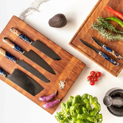 Professionele Japanse Damascus Kookmes Set – 6-delig Koks Kwaliteit Set