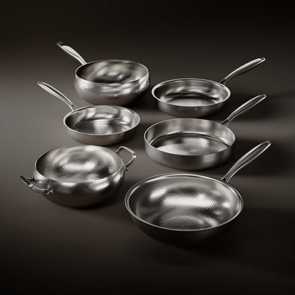 Gesmeed Titanium Compleet Keuken Set met 3 Deksel (10, 11 & 12 Inch)