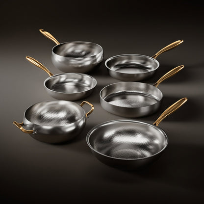 Gesmeed Titanium Complete Keuken Set met 3 Deksel (10, 11 & 12 Inch) I Beperkte Editie
