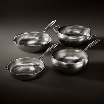 Gesmeed Titanium Essentials Keuken Set met 2 Deksel (10, 11 & 12 Inch)