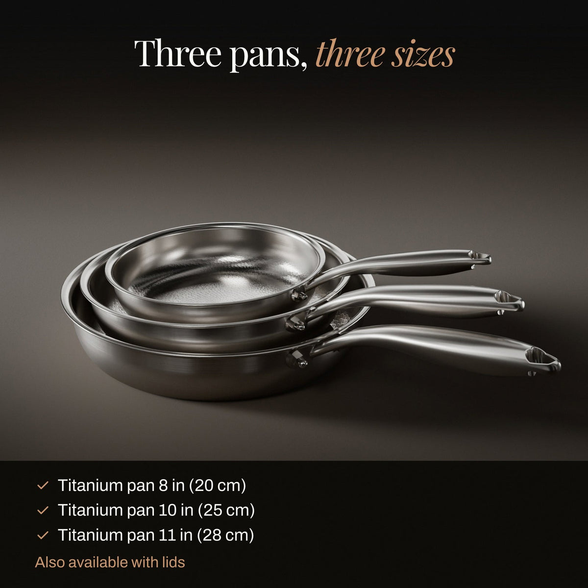 Gesmeed Titanium Pan - 3-delige set