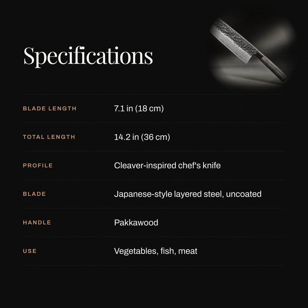 Japanse-stijl Koksmes – 7,1 inch (18 cm) Precisieblad