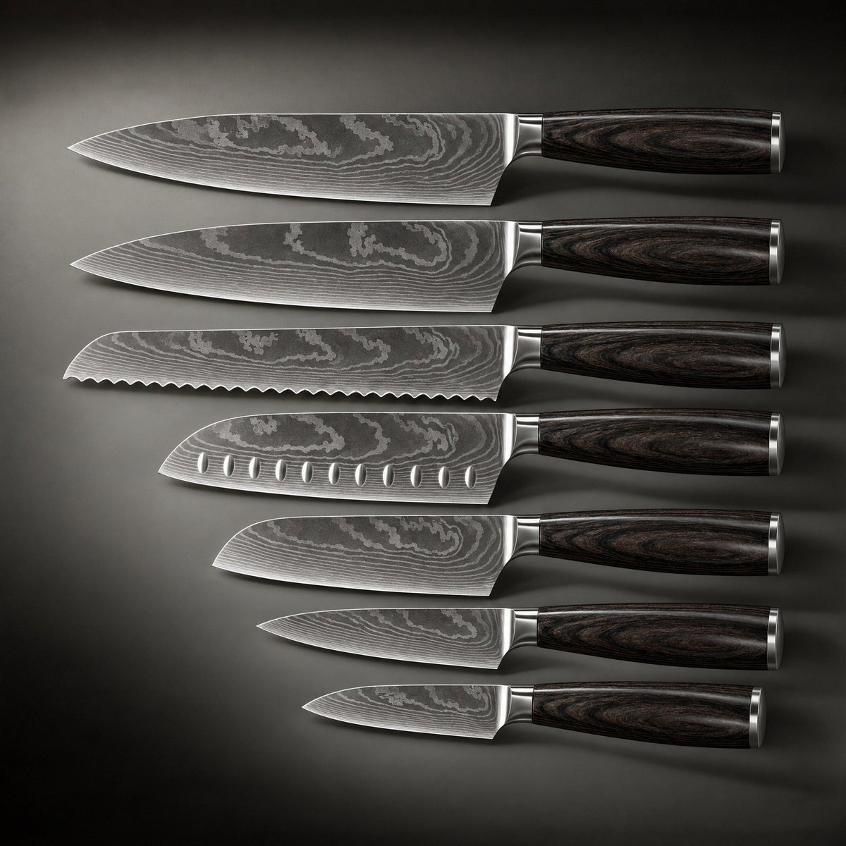 Japanse Stijl Messenset – Precisie Collectie (7-delige Set)