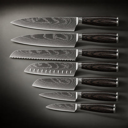 Japanse Stijl Messenset – Precisie Collectie (7-delige Set)