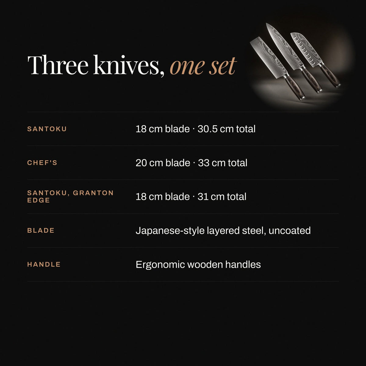 Japanse Stijl Messen Set – Precisie Collectie (3-delige Set)