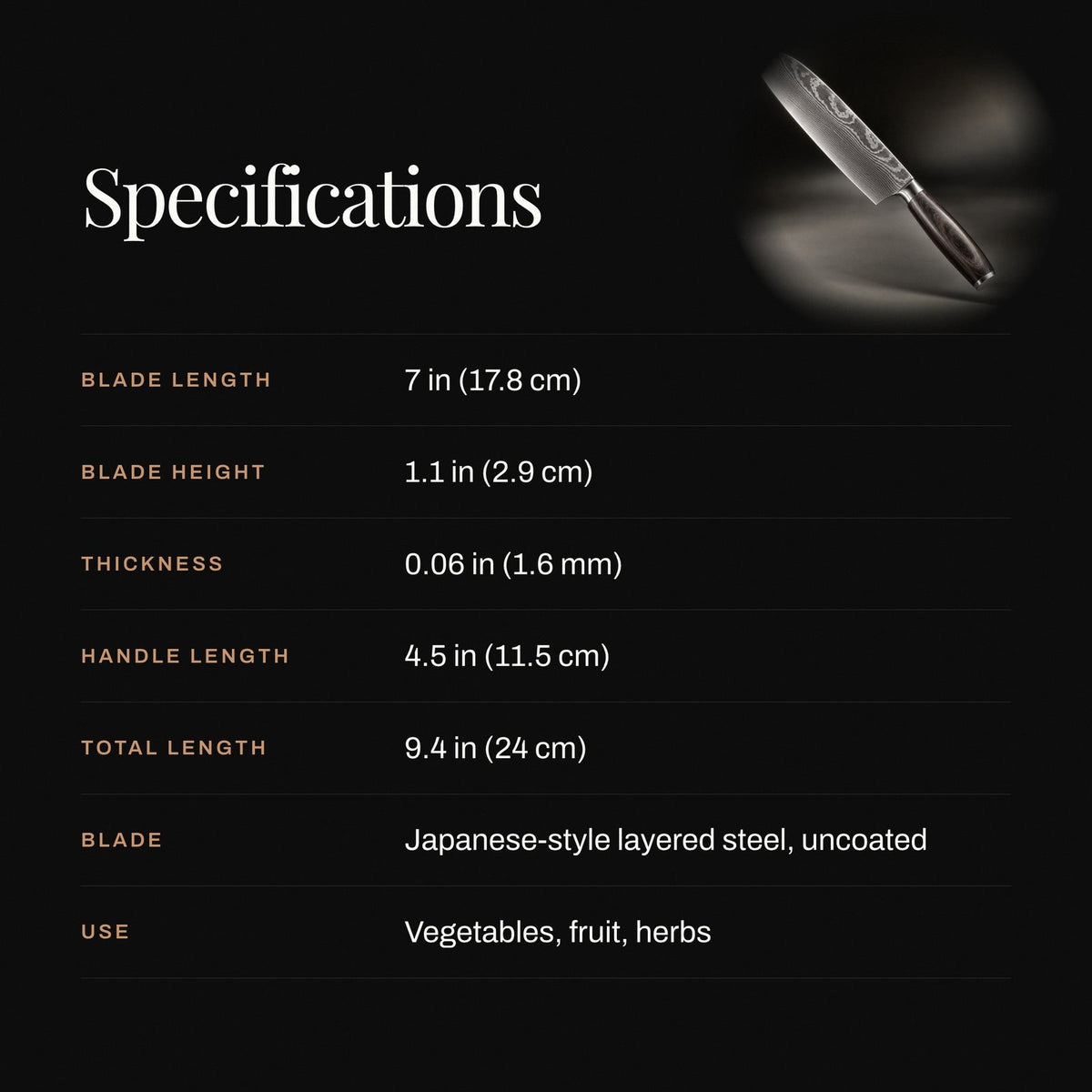 Japanse Stijl Santoku Mes – 7 inch (17.8 cm) Compact Blade
