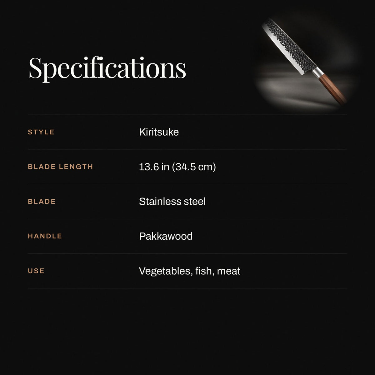 Kiritsuke RVS Mes – 13,6 inch (34,5 cm) Precisieblad