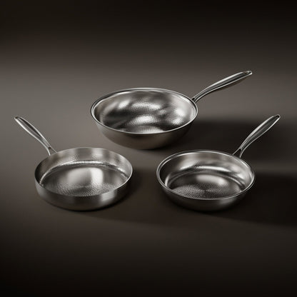 Gesmeed Titanium Roerbakset met 1 Deksel (20, 20 & 25 cm)