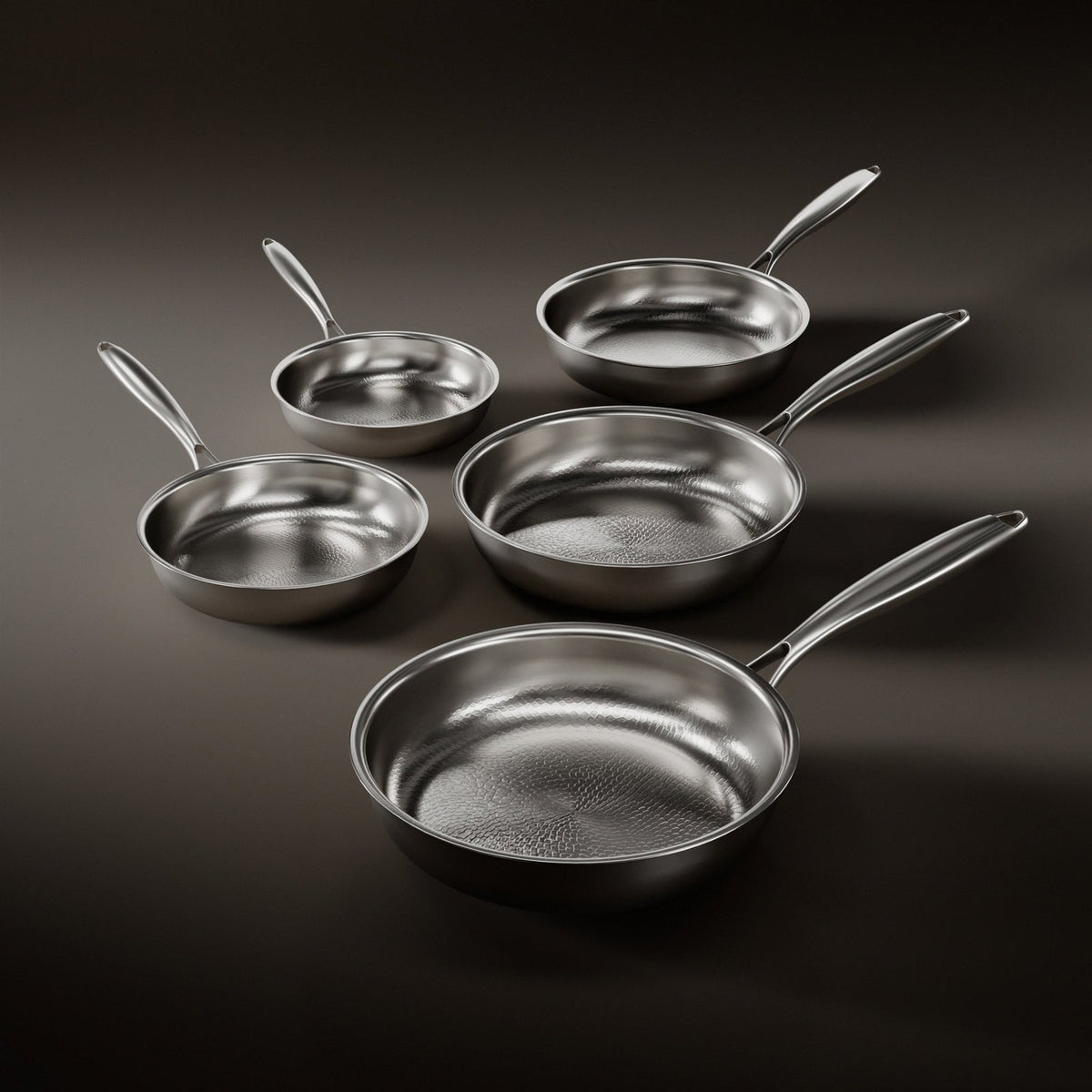 Gesmeed Titanium Koekenpan Bundel met 2 Deksel (5 Maten, 20–30 cm)
