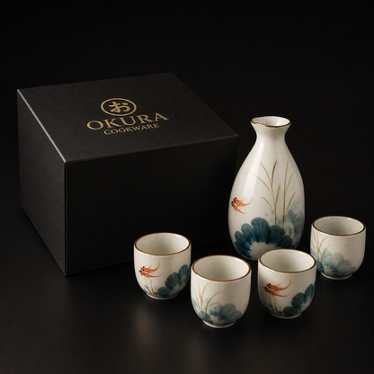Japanse Goudvis Keramische Sake Set