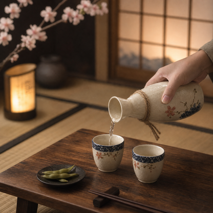 Japanse Sakura Keramische Sakekan Set