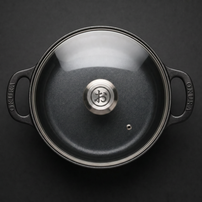 Gietijzeren Casserole Pan met Glazen Deksel