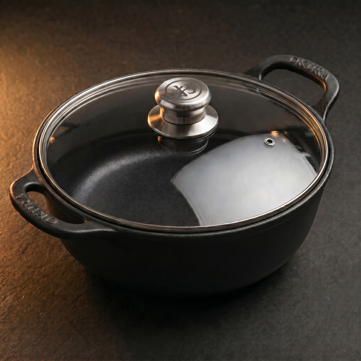 Gietijzeren Casserole Pan met Glazen Deksel