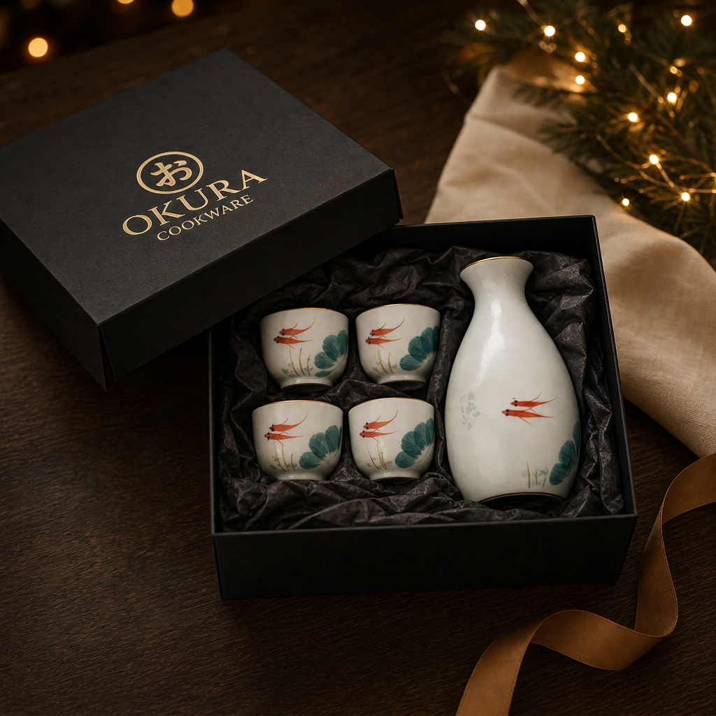 Japanse Goudvis Keramische Sake Set